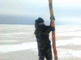 Ant Kuršių marių ledo nužymėta valstybės sienos apsaugos zona