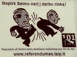Išspirk Seimo narį į darbo rinką! Pasirašyk už Seimo narių skaičiaus mažinimą nuo 141 iki 101